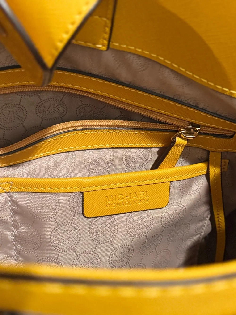 Michael Kors Yellow Saffiano Leather Hamilton North South Tote.